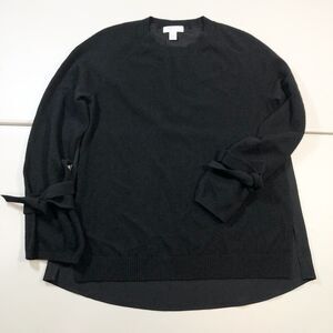 Nordstrom Signature Women’s Sz S Cashmere Silk Back Black Tie Cuff Sweater